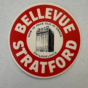Vintage Hotel Travel Luggage Label Philadelphia Bellevue Stratford Pennsylvania - Picture 1 of 2