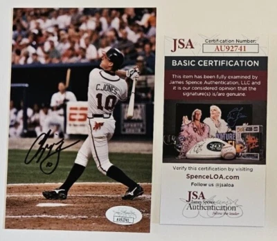 Chipper Jones Signed Atlanta Braves 4x6" Photo JSA - Image 1 of 2