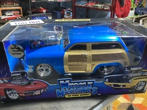 50 Ford Woody panel wagon design blue Muscle Machines 1:18 scale die cast NEW - Picture 1 of 6