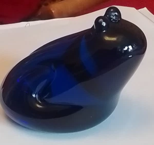 Vintage Wedgwood ~ Bristol Blue ~ Glass Paperweight ~ Frog ~ 1970's REF SG404 - Picture 1 of 4