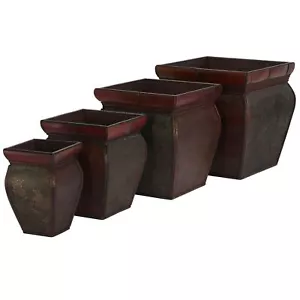 Square Planters W/Rim (Set Of 4) - Picture 1 of 5