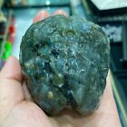 370 g cristal de quartz labradorite naturel grand cerveau sculpté à la main crâne Reiki guérison