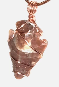 Smaller knapped stone Arrowhead new pendant jewelry Gift unisex copper tone wire - Picture 1 of 11