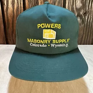 Gorra Powers Masonry Supply Snapback verde Colorado años 90 joven años 90 vintage - Imagen 1 de 12