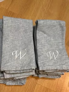 20 Servietten Monogramm "W" Stickerei blau/weiß - Bild 1 von 3