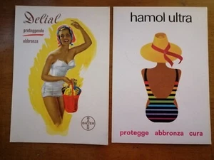 LOTTO PUBBLICITA' - CARTOLINE DELIAL , HAMOL , ULTRA , ABBRONZANTI - 1962 / 63 - Foto 1 di 2