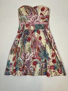 Kay Unger New York Dress Womens 6 Strapless Floral Garden Party Silk Blend Tea - Picture 1 of 14