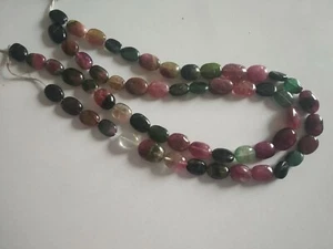 Tourmaline Oval Multi-Color Plain Bead Far Size 2 Strand 610 Ct Natural Gemstone - Picture 1 of 4