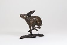 Solid Bronze  Hot Cast  Running Hare  Artist  Certificate of Authenticity