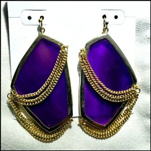 Kendra Scott Kavita Earrings in Purple Agate Vintage 