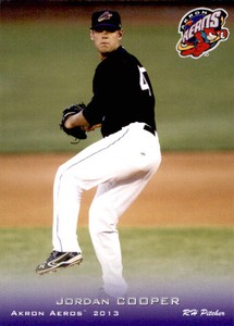 2013 Akron Aeros Grandstand #6 Jordan Cooper Topeka Kansas KS Baseball Card