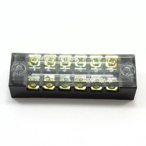 6 WAY 15A Dual Row Fixed Terminal Block Box Covered Screw Barrier Strip - Picture 1 of 8