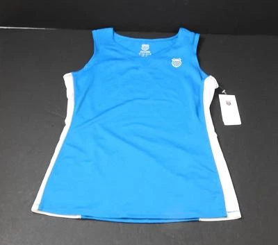 Nueva Camisa K-Swiss Azul Blanco Borde Cuello en V Sin Mangas Protección UV Pequeña W5 Foto 1 de 4