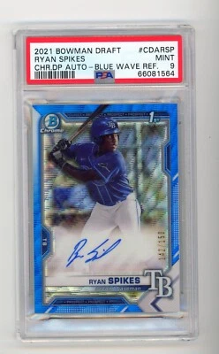 2021 Bowman Chrome 1st BLUE AUTO #CPA-RSP Ryan Spikes /150 - PSA 9 - TB Rays 🔵⚪ - Image 1 of 2