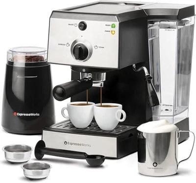All-In-One Espresso Machine with Milk Frother 7-Piece Set - Latte Maker Includes
