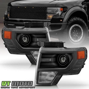 For 2013-2014 Ford F150 Gray Trim HID/Xenon Projector Headlights Headlamps Pair - Picture 1 of 8