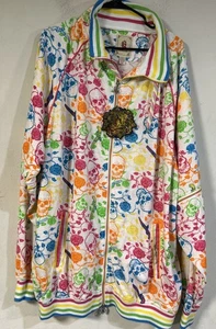 Chaqueta para hombre KANJI estampado de calavera de neón, talla 4XL, doble cremallera, manga desmontable, nueva sin etiquetas - Imagen 1 de 9