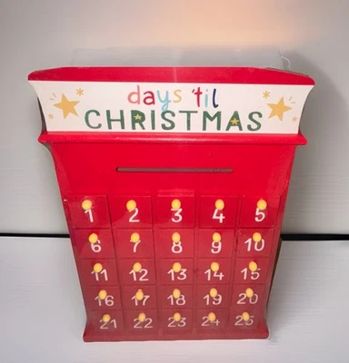 Christmas Advent Calendar, Wood With Pullout Drawers, Well Made, Over 3 Lbs NEW - Image 1 of 4