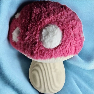 Cupcakes and Cashmere Mushroom Plush Pillow Pink Corduroy 13” Decor Plush - Image 1 of 4