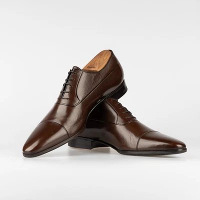 NUEVO SIN CAJA $1350 Testoni NEGRO ETIQUETA Marrón Oxford Cuero Zapatos 12UK / 13US / 46EU Foto 1 de 4