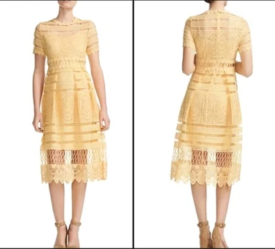 Vestido midi de encaje Maje Roseray para mujer talla 1 amarillo Foto 1 de 4