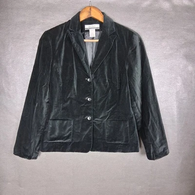 Vintage Jacket Womens 6 Velvet Buttons Whimsigoth Lacing Cotton Black Punk Goth - Image 1 of 4