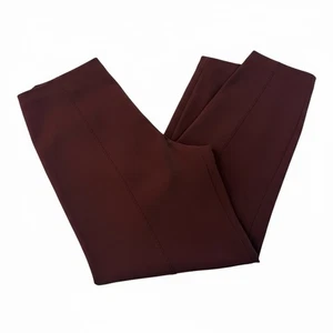 Pantalone THE ROW marrone ruggine 14 tessuto elasticizzato gamba affusolata cuciture anteriori ufficio moderno - Foto 1 di 15