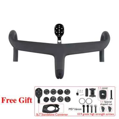 Full Internal Cable Routing Road Bicycle Handlebar Carbon Integrated Handlebars - Image 1 of 4