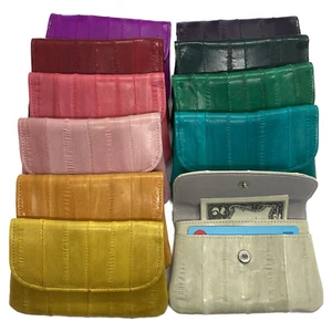 Genuine Eel Skin Leather Coin Purse Card Wallet - Picture 1 of 99