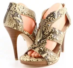$425 STUART WEITZMAN AIRFORCE Roccia Serpent Snake Leather Designer Pumps 10 - Picture 1 of 4