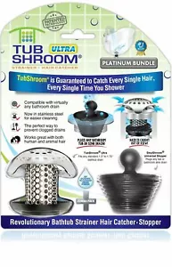 TubShroom® Ultra (Stainless) Strainer Plus StopShroom® Plug Combo for Tub Drains - Picture 1 of 8