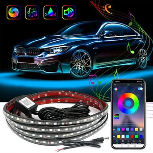 4PCS RGB LED Strip Under Car Tube Underglow Underbody System Neon Light Kit APP - Picture 1 of 10