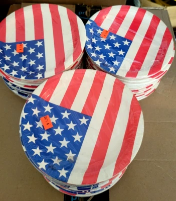 United States Flag Plates - 12 Per Pack 7 Inch Desert Plates - Lot of 4 Packs 48 - Image 1 of 4