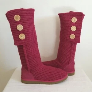 Stivali Ugg Classic Cardy in maglia rosa taglia 8 - Foto 1 di 11