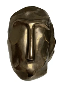 Rare Handcrafted Abstract Art Bronze Ceramic Man Head Sculpture Figurine 8x8x10 - Picture 1 of 13