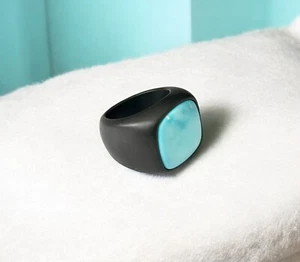 David Yurman Exotic Stone Men's Turquoise Ring in Black Titanium Size 9 US - Picture 1 of 4