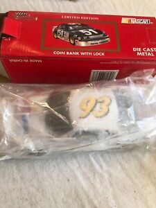 Racing Champions Nascar Die Cast Coin Bank With Lock #93 Limited Edition 2500