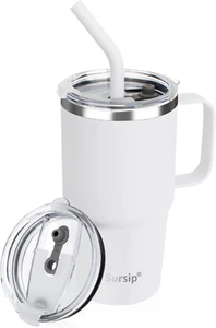 24 Oz Insulated Cup with Handle, Double Wall Vacuum Stainless Steel Tumbler with - Picture 1 of 7