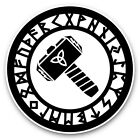 2 x Vinyl Stickers 15cm (bw) - Thors Hammer Runes Triquetra  #35010