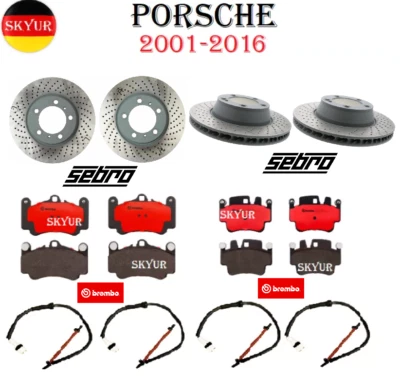 Front & Rear Rotors And Brake Pads W/ Sensors For 01-16 Porsche 911 Carrera 4S - Image 1 of 4