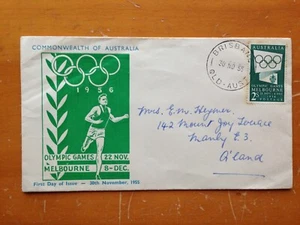 1955 AUSTRALIA OLYMPIC GAMES PUBLICITY FDC STANDARD STAMP CO GREEN USED - Picture 1 of 2