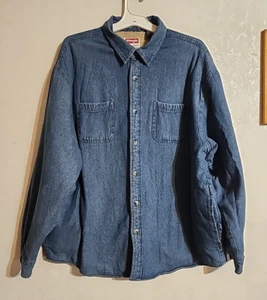 Wrangler Premium Quality Fleece Lined Denim Jacket / Shacket sz 2XL Blue Pockets - Picture 1 of 14