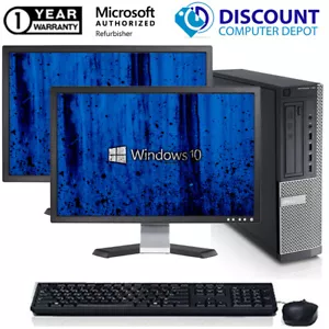 Dell OptiPlex Desktop Computer i3 8GB 500GB Windows 10 Pro DVD 2x19" LCD's WIFI - Picture 1 of 6