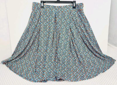 Falda LuLaRoe Pull On Talla 3XL Hasta la Rodilla Sin Forro Plisada Azul Teal Naranja Foto 1 de 4