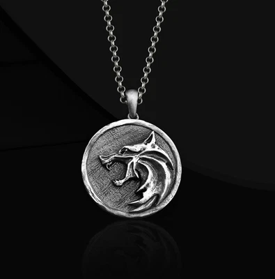 Collar Colgante Lobo Salvaje Plata de Ley 925 Collar Geralt de Rivia Foto 1 de 4