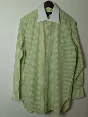 Camisa de Vestir Robert Talbott Carroll & Co 15.5 34 Verde Blanco Rayas Contraste... Foto 1 de 4