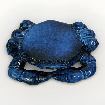 "Estatuilla de cangrejo azul brillante náutica playa piscina casa decoración 3 X 9 X 6""" Foto 1 de 4