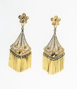 18k gold filigree drop earrings - Picture 1 of 2