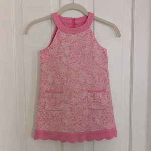 Vineyard Vines Little Girls Sleeveless Dress SIZE 5 Pockets Lined Scalloped Pink - Picture 1 of 7