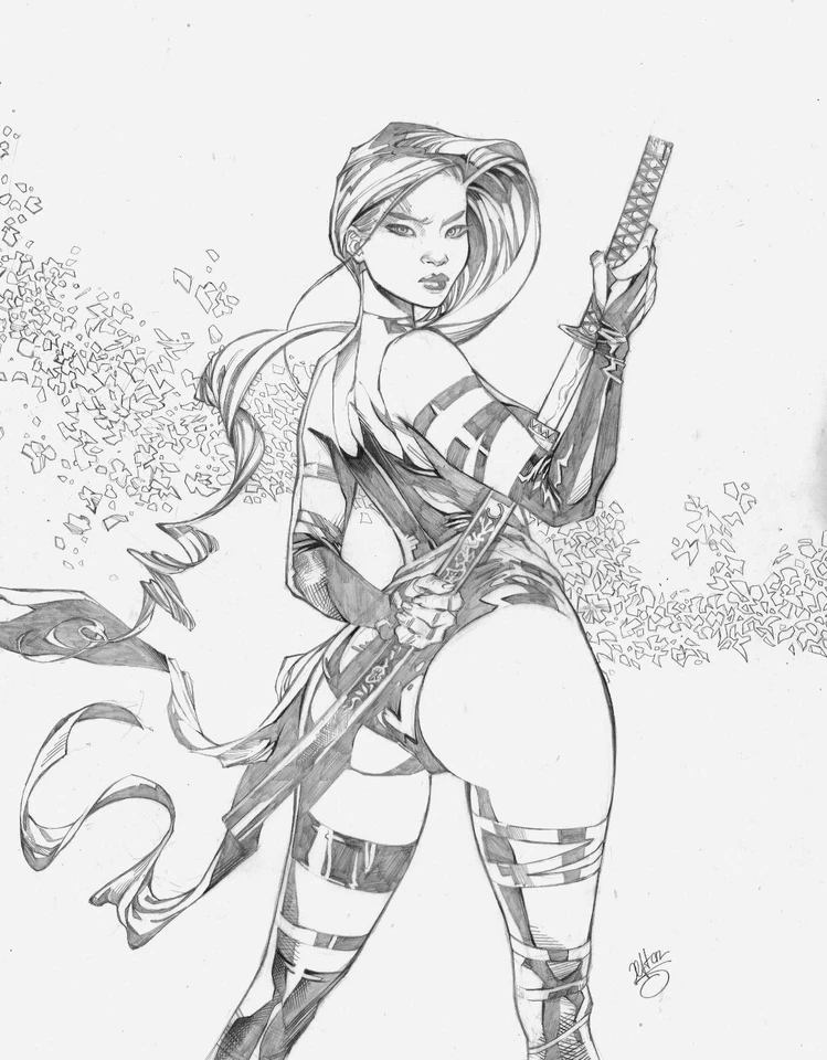 psylocke arte original, lápices, hechos a mano por jefter Foto 1 de 1